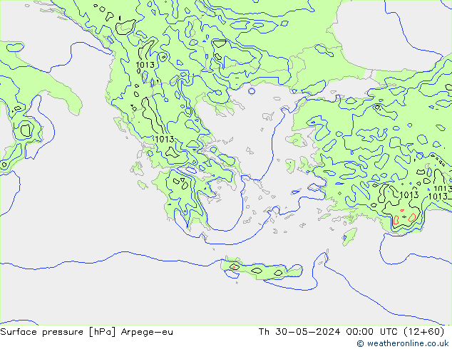 Presión superficial Arpege-eu jue 30.05.2024 00 UTC
