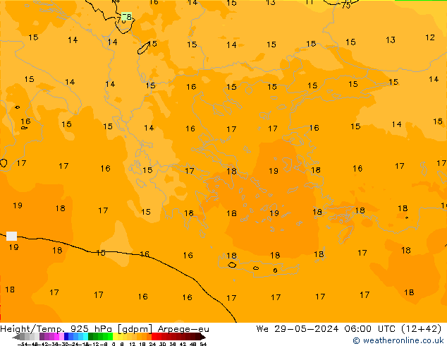 Height/Temp. 925 hPa Arpege-eu Qua 29.05.2024 06 UTC