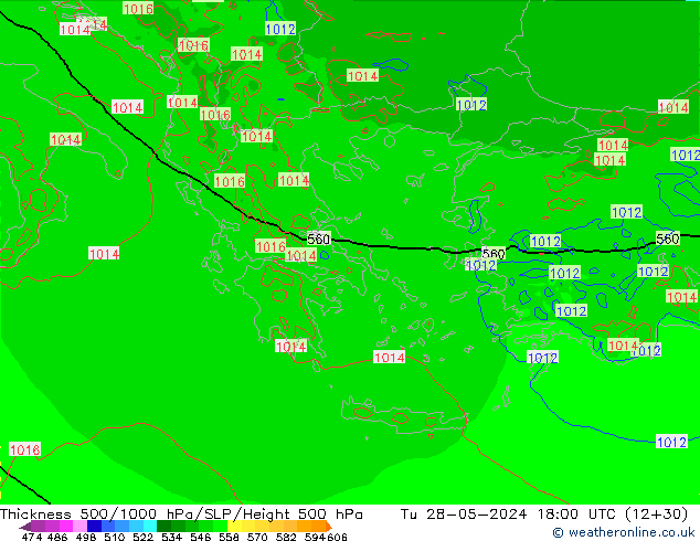 Thck 500-1000hPa Arpege-eu wto. 28.05.2024 18 UTC