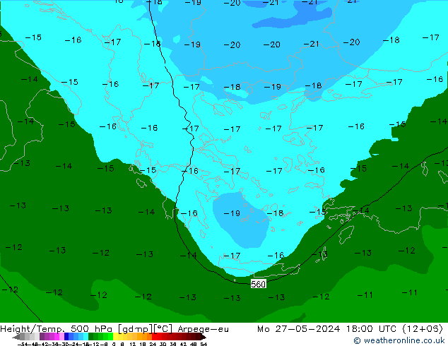 Height/Temp. 500 hPa Arpege-eu Mo 27.05.2024 18 UTC