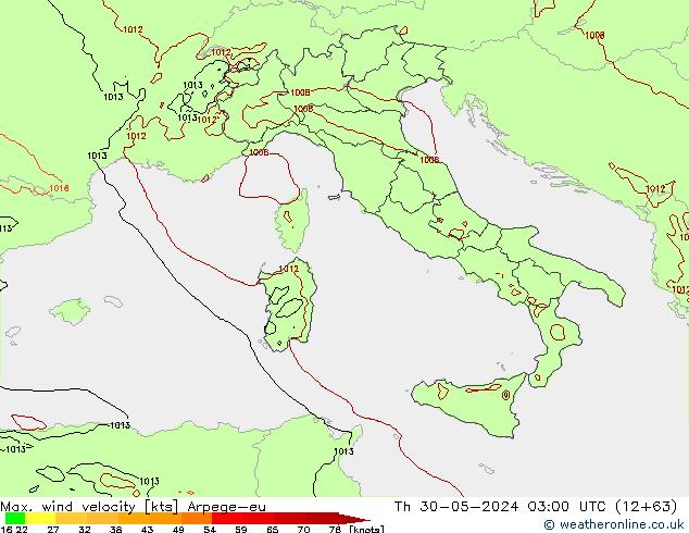 Windböen Arpege-eu Do 30.05.2024 03 UTC