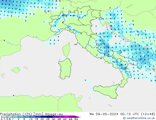 Precipitazione (12h) Arpege-eu mer 29.05.2024 12 UTC