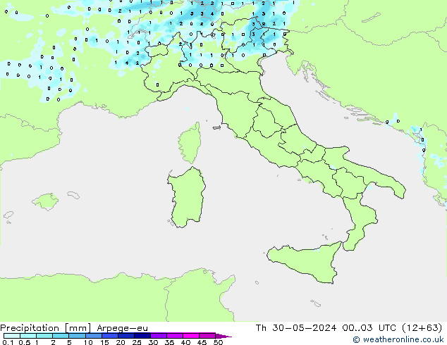 precipitação Arpege-eu Qui 30.05.2024 03 UTC