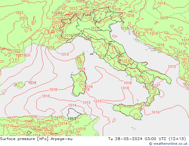 Surface pressure Arpege-eu Tu 28.05.2024 03 UTC