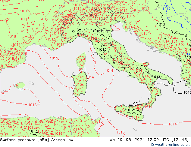 Atmosférický tlak Arpege-eu St 29.05.2024 12 UTC