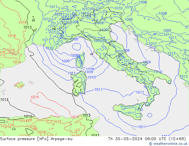 pressão do solo Arpege-eu Qui 30.05.2024 06 UTC