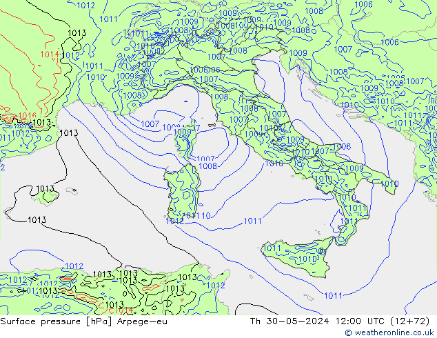 Surface pressure Arpege-eu Th 30.05.2024 12 UTC