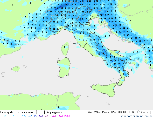 Precipitation accum. Arpege-eu Qua 29.05.2024 00 UTC