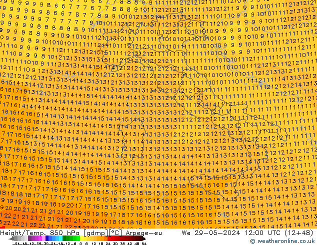 Height/Temp. 850 hPa Arpege-eu mer 29.05.2024 12 UTC