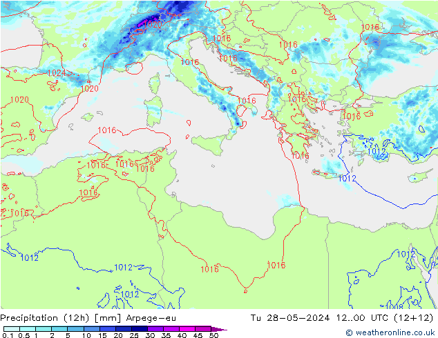 Precipitazione (12h) Arpege-eu mar 28.05.2024 00 UTC