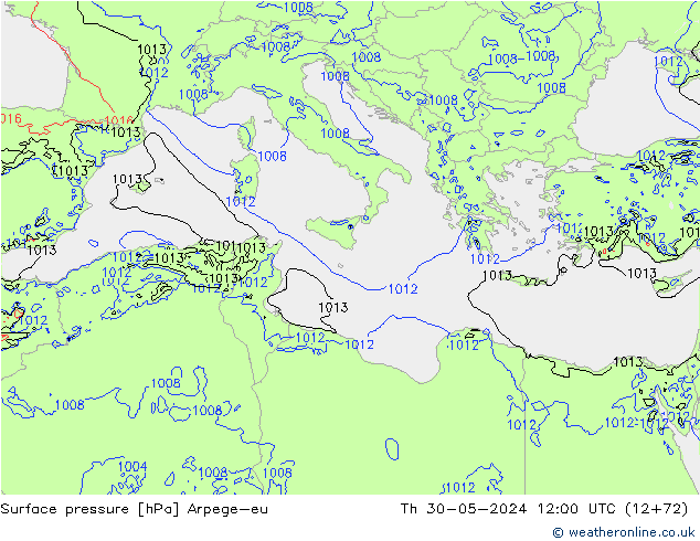 pressão do solo Arpege-eu Qui 30.05.2024 12 UTC