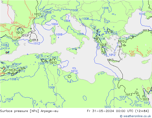 Yer basıncı Arpege-eu Cu 31.05.2024 00 UTC