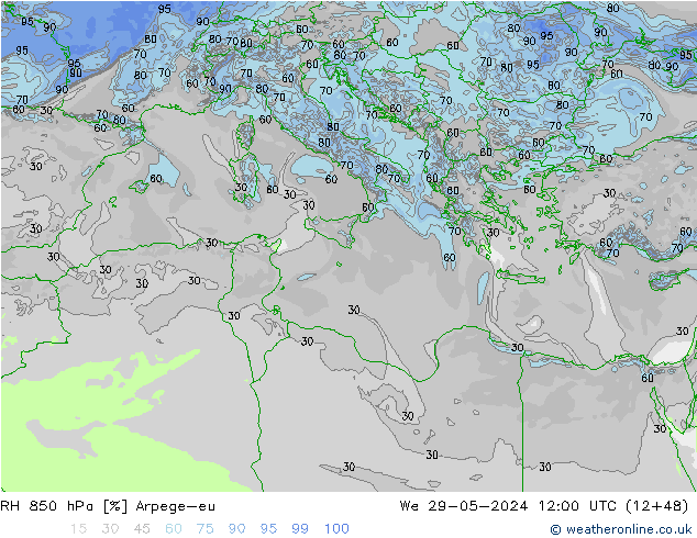 RV 850 hPa Arpege-eu wo 29.05.2024 12 UTC