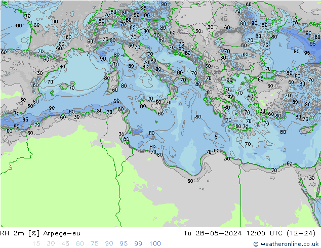 RH 2m Arpege-eu Ter 28.05.2024 12 UTC