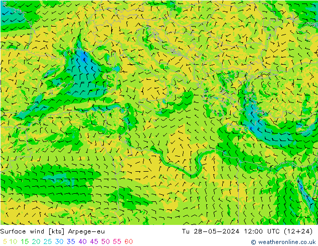 wiatr 10 m Arpege-eu wto. 28.05.2024 12 UTC