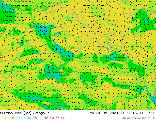 Wind 10 m Arpege-eu wo 29.05.2024 21 UTC