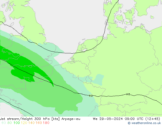 Jet stream Arpege-eu Qua 29.05.2024 09 UTC