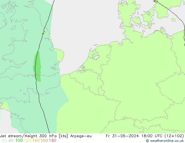 Jet stream/Height 300 hPa Arpege-eu Fr 31.05.2024 18 UTC