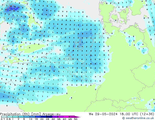Nied. akkumuliert (6Std) Arpege-eu Mi 29.05.2024 00 UTC