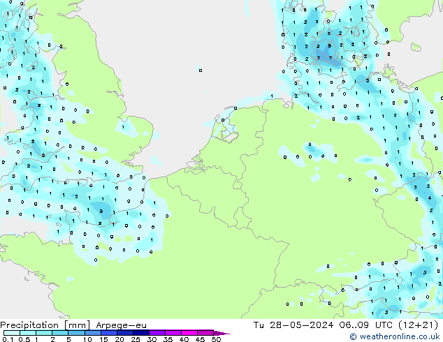 Precipitation Arpege-eu Tu 28.05.2024 09 UTC