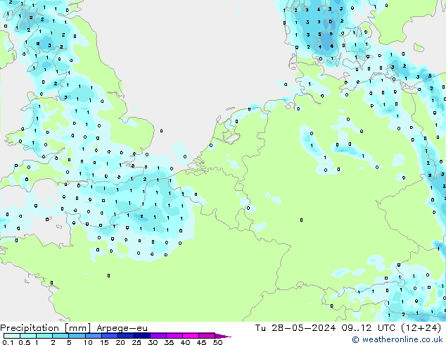 Niederschlag Arpege-eu Di 28.05.2024 12 UTC