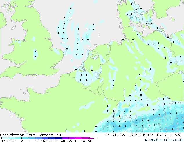 Niederschlag Arpege-eu Fr 31.05.2024 09 UTC