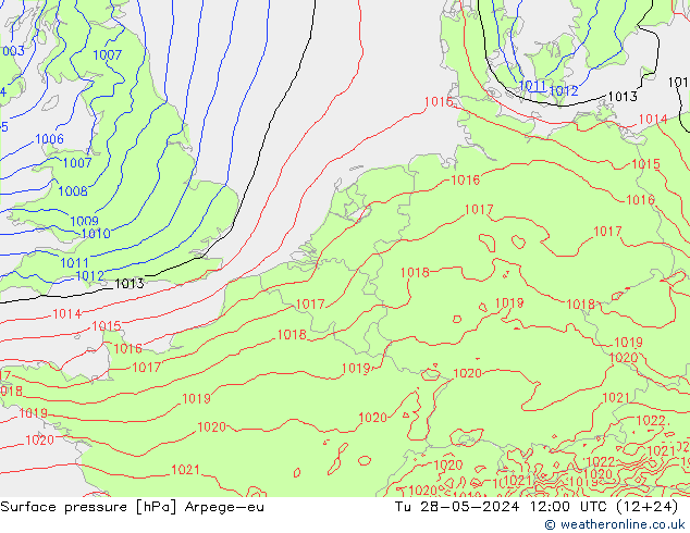 Surface pressure Arpege-eu Tu 28.05.2024 12 UTC