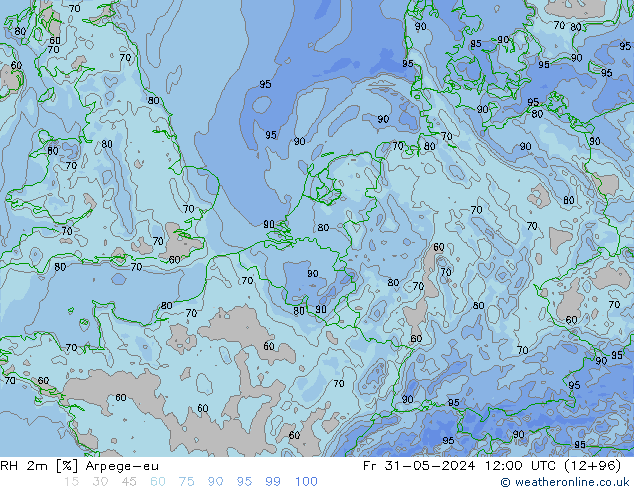 RH 2m Arpege-eu Pá 31.05.2024 12 UTC