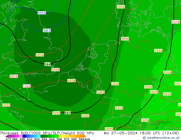 Dikte 500-1000hPa Arpege-eu ma 27.05.2024 18 UTC