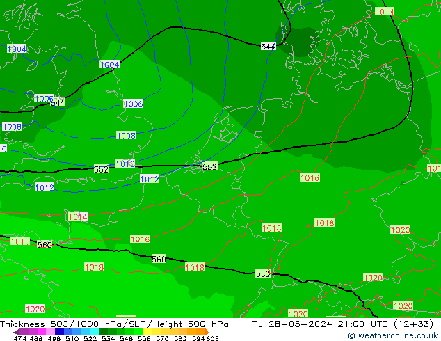 Thck 500-1000гПа Arpege-eu вт 28.05.2024 21 UTC