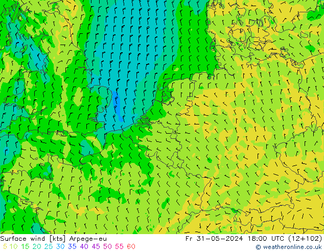 Surface wind Arpege-eu Fr 31.05.2024 18 UTC