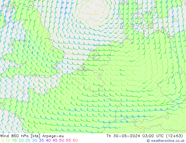 Wind 850 hPa Arpege-eu do 30.05.2024 03 UTC