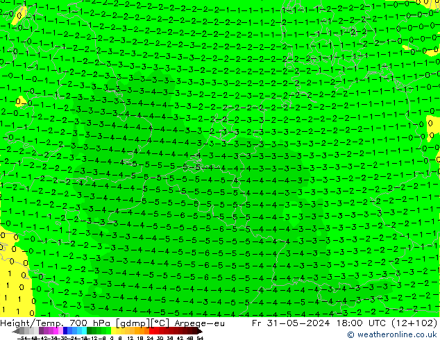 Height/Temp. 700 hPa Arpege-eu Fr 31.05.2024 18 UTC