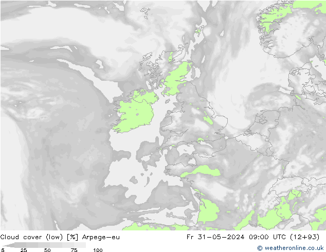 Nuages (bas) Arpege-eu ven 31.05.2024 09 UTC