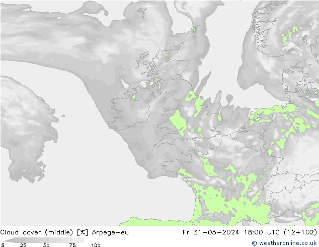 Nuages (moyen) Arpege-eu ven 31.05.2024 18 UTC