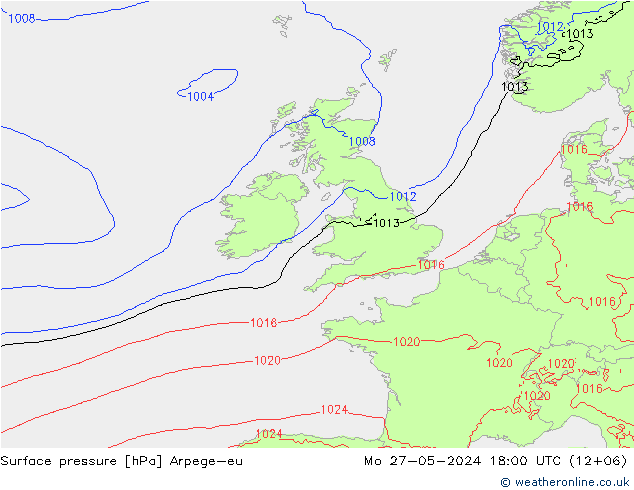 pressão do solo Arpege-eu Seg 27.05.2024 18 UTC