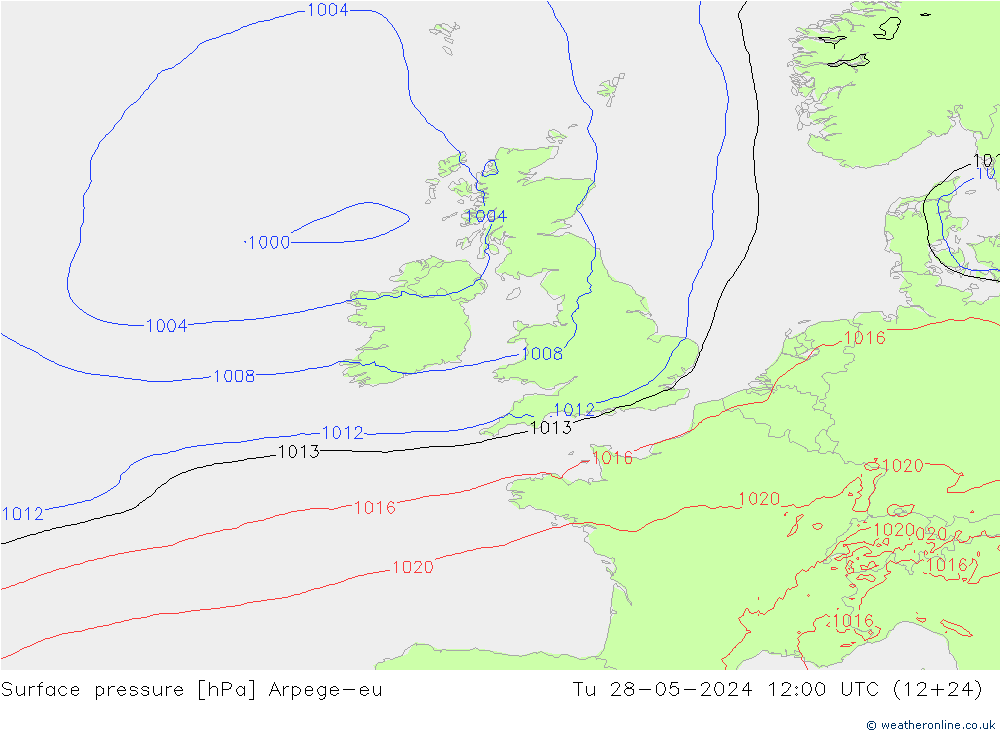 pressão do solo Arpege-eu Ter 28.05.2024 12 UTC