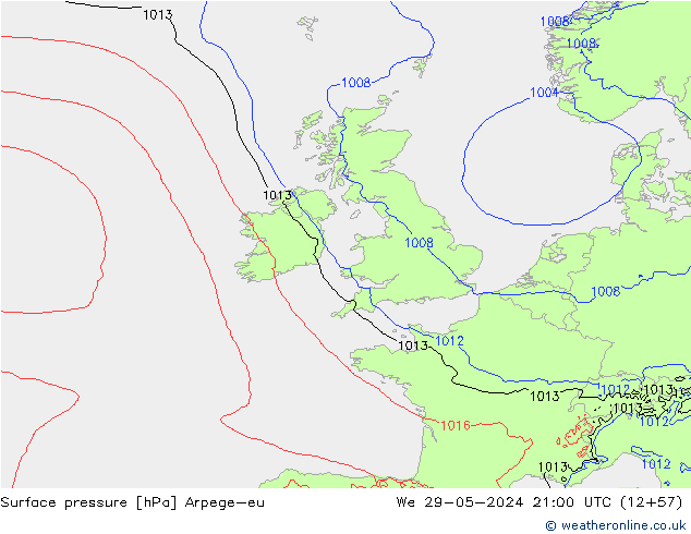 Presión superficial Arpege-eu mié 29.05.2024 21 UTC