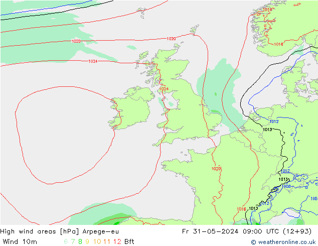 High wind areas Arpege-eu Sex 31.05.2024 09 UTC