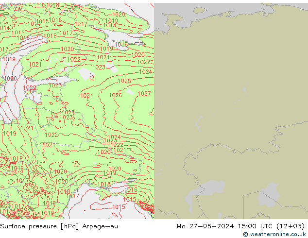 Pressione al suolo Arpege-eu lun 27.05.2024 15 UTC