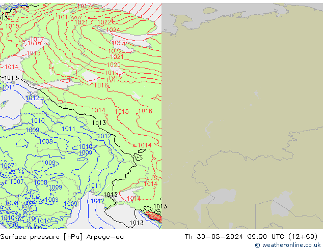 Surface pressure Arpege-eu Th 30.05.2024 09 UTC