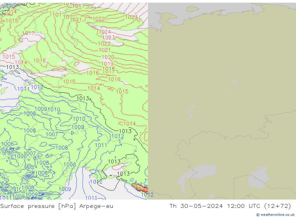 Bodendruck Arpege-eu Do 30.05.2024 12 UTC