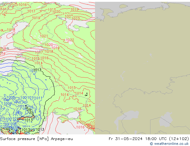 Surface pressure Arpege-eu Fr 31.05.2024 18 UTC