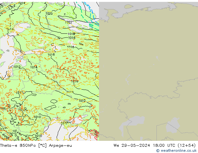 Theta-e 850hPa Arpege-eu Çar 29.05.2024 18 UTC