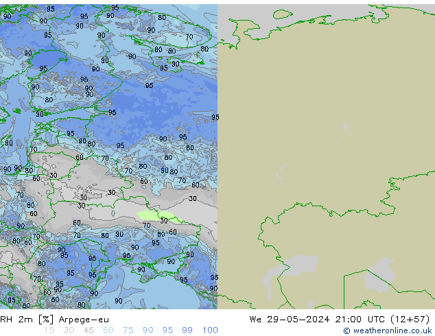 RH 2m Arpege-eu  29.05.2024 21 UTC