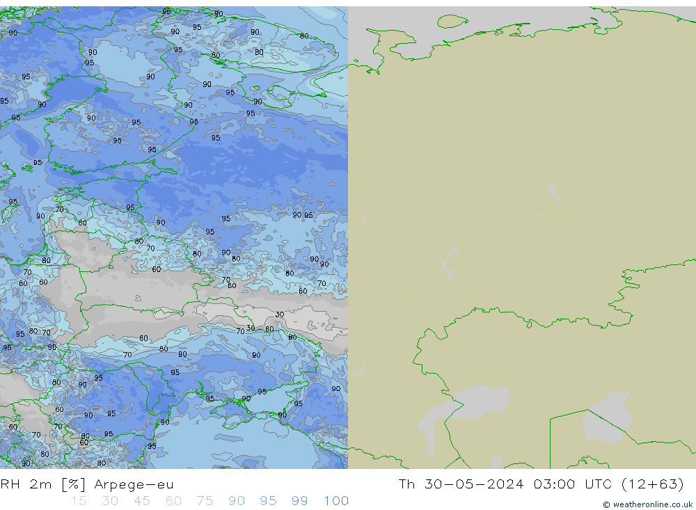 RH 2m Arpege-eu  30.05.2024 03 UTC