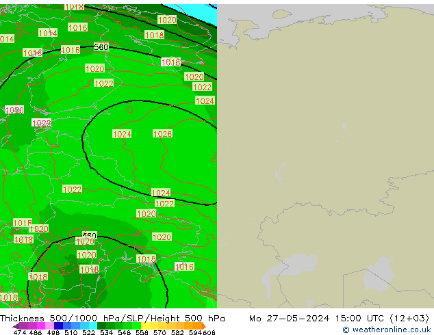 Thck 500-1000hPa Arpege-eu Mo 27.05.2024 15 UTC