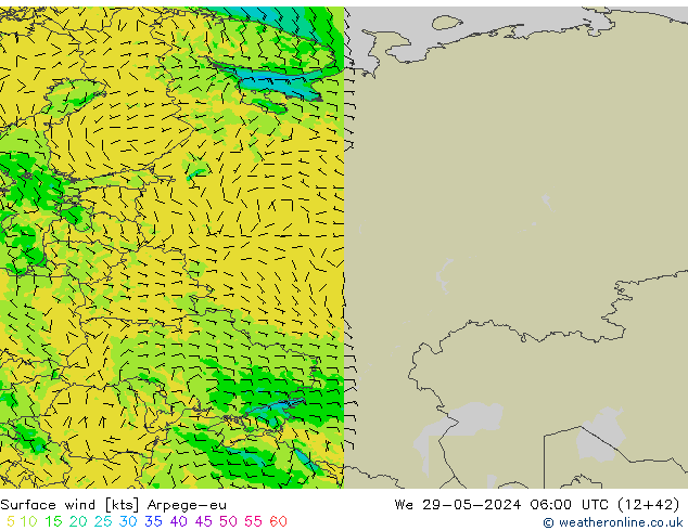 Rüzgar 10 m Arpege-eu Çar 29.05.2024 06 UTC