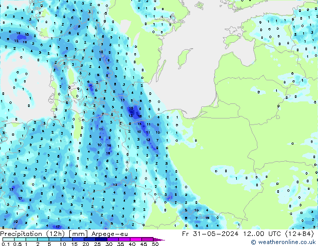 Precipitação (12h) Arpege-eu Sex 31.05.2024 00 UTC