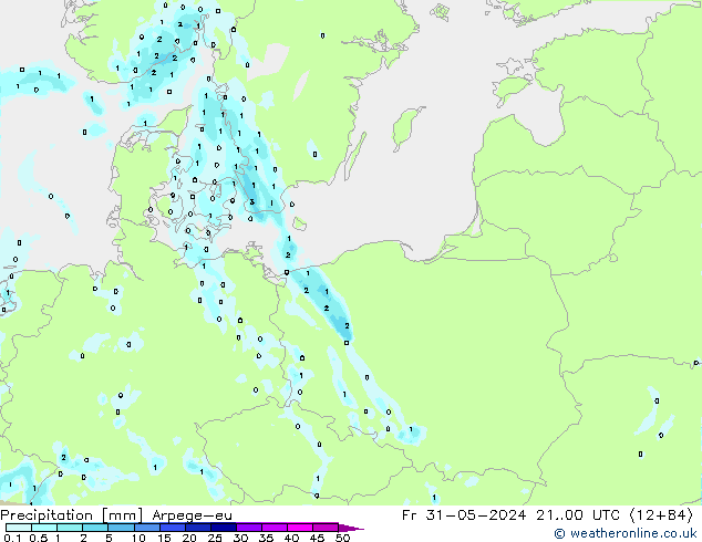 осадки Arpege-eu пт 31.05.2024 00 UTC